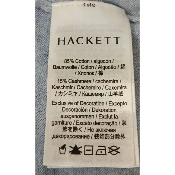 Hackett london mens large cotton cashmere sweater blue lightweight - Picture 7 of 9